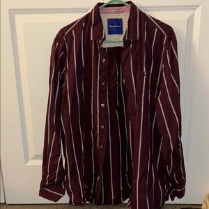 Tommy Bahama Maroon and White Striped Shirt
